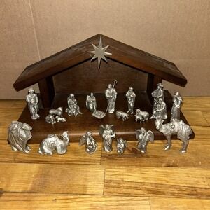 Danforth Fine Handcrafted Pewter Christmas Nativity 21 Figurines Approx. 1 - 2"